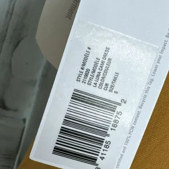 NWT Outerknown La Luna Golden Yellow Cami Silk Blend Strappy Back‎ Midi Dress S